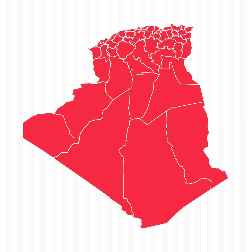 States Map of Algeria With Detailed Borders vector