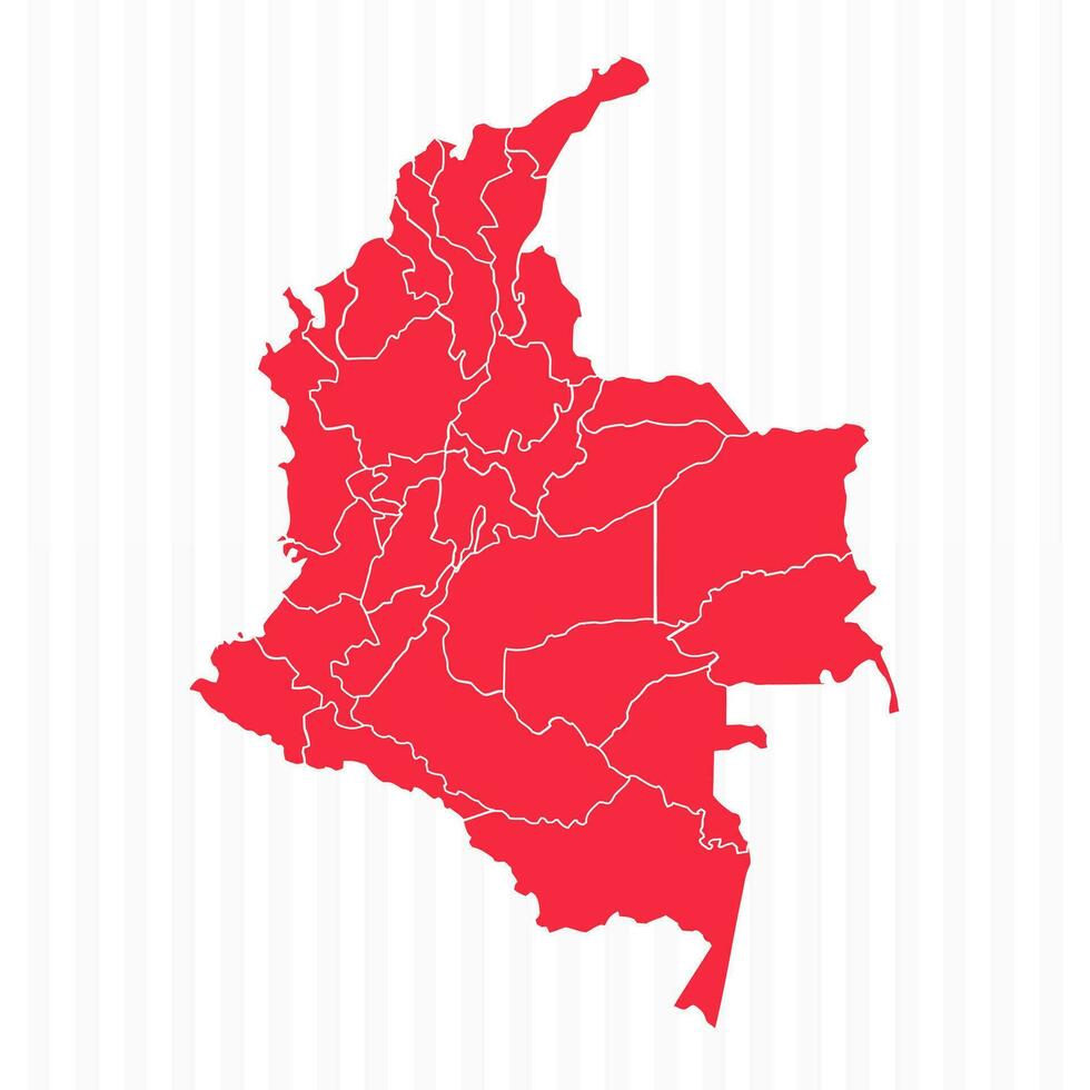 States Map of Colombia With Detailed Borders vector