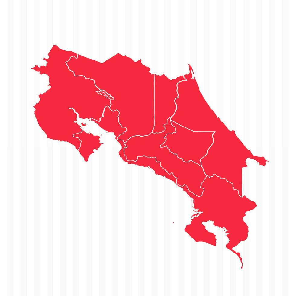States Map of Costa Rica With Detailed Borders vector