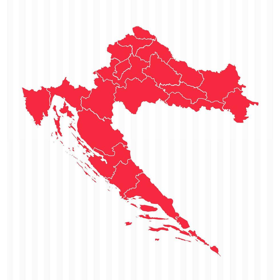 States Map of Croatia With Detailed Borders vector