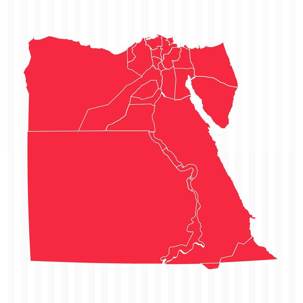 States Map of Egypt With Detailed Borders vector