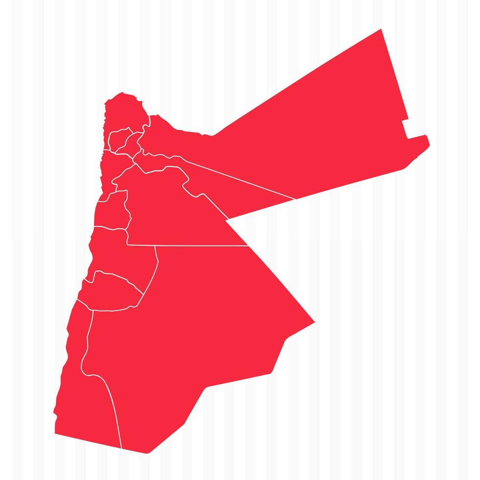 States Map of Jordan With Detailed Borders vector