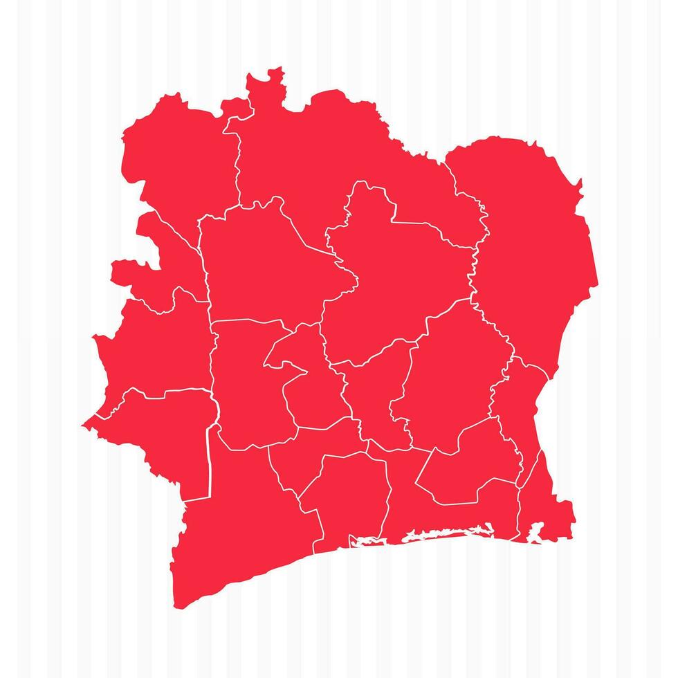 States Map of Ivory Coast With Detailed Borders vector
