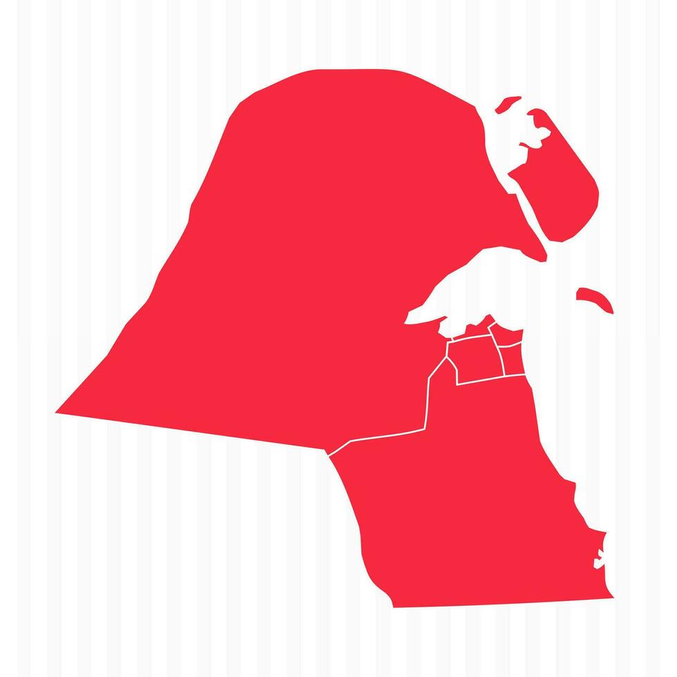 States Map of Kuwait With Detailed Borders vector