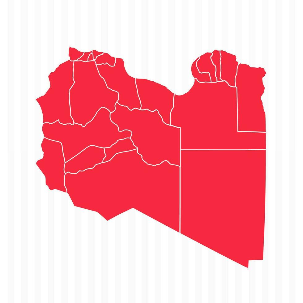States Map of Libya With Detailed Borders vector