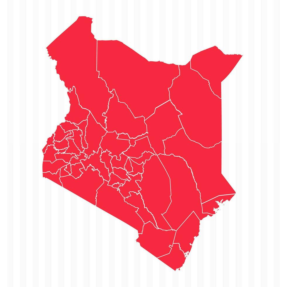 States Map of Kenya With Detailed Borders vector