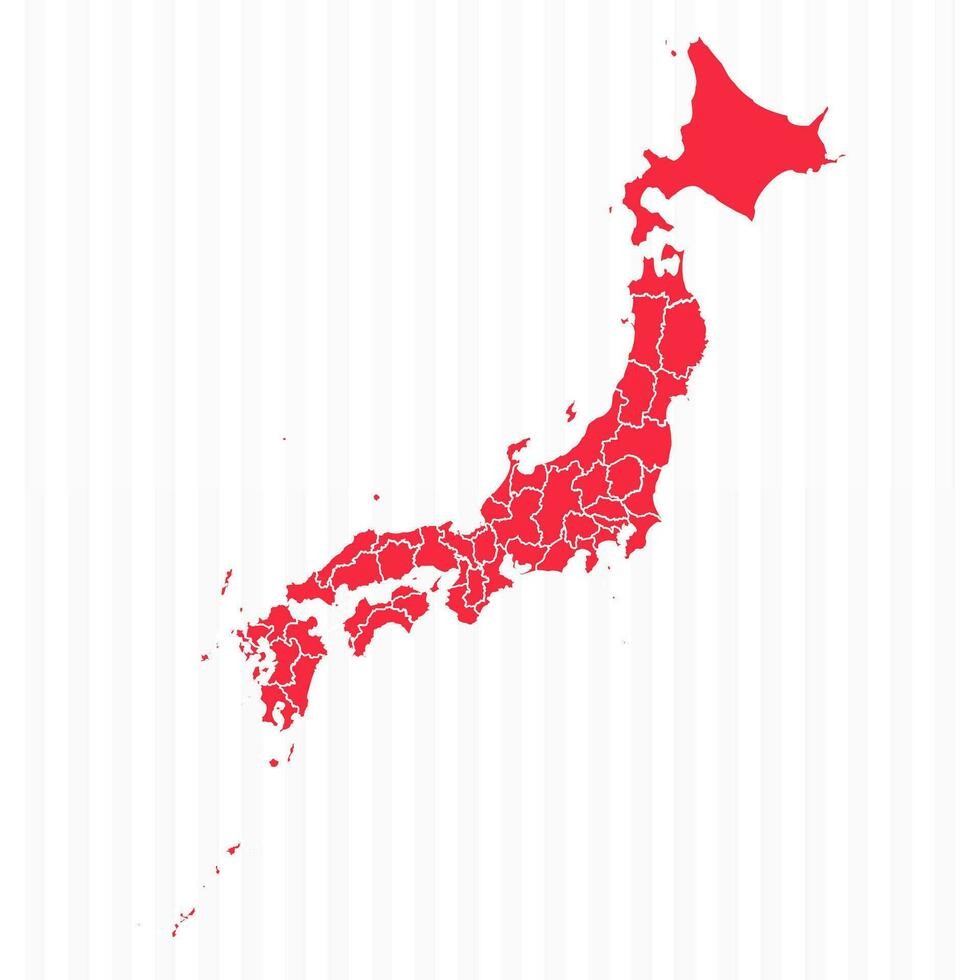 estados mapa de Japón con detallado fronteras vector