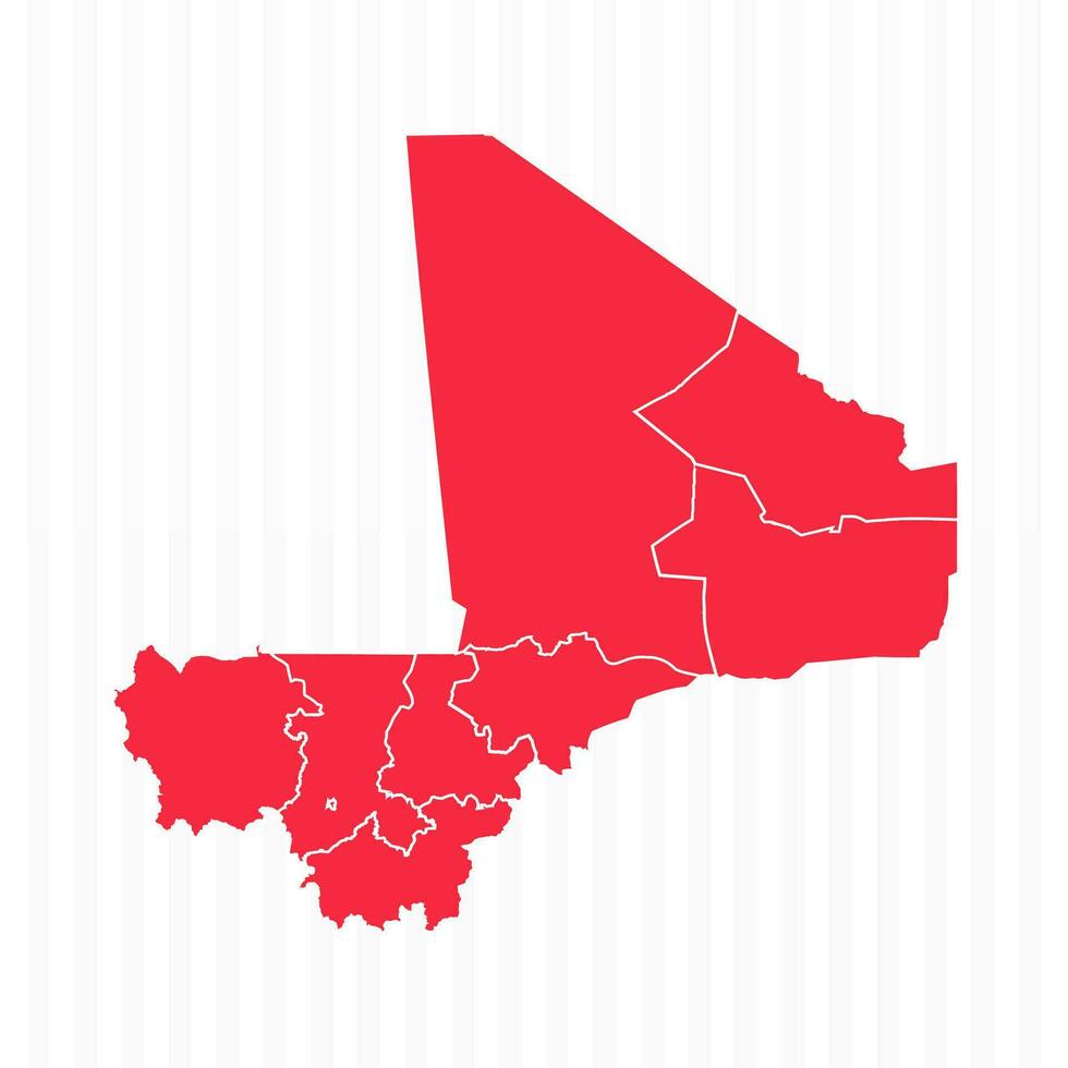 States Map of Mali With Detailed Borders vector