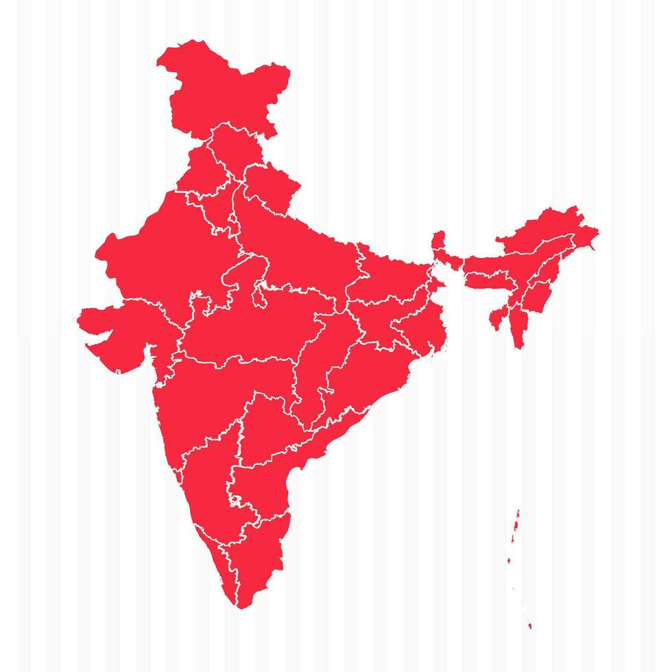 States Map of India With Detailed Borders vector