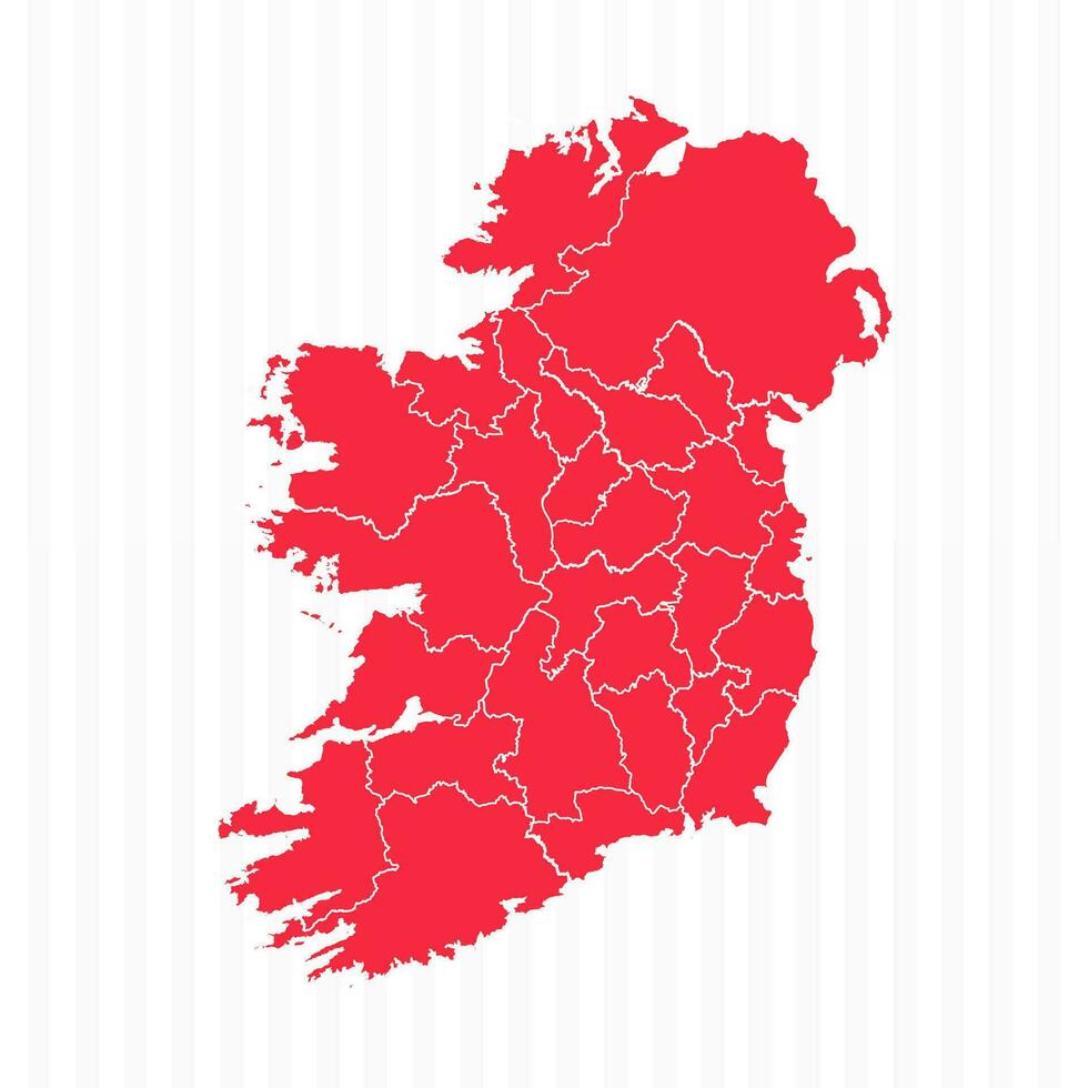 States Map of Ireland With Detailed Borders vector