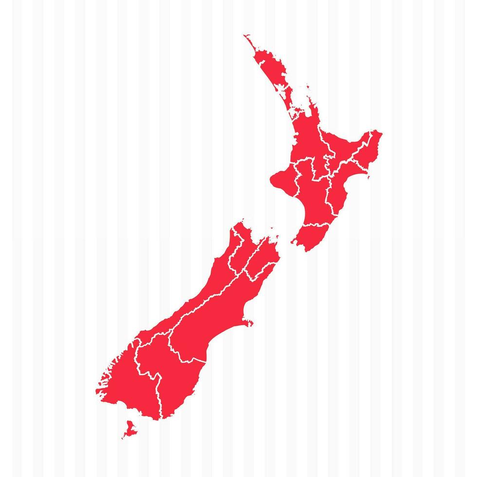 States Map of New Zealand With Detailed Borders vector