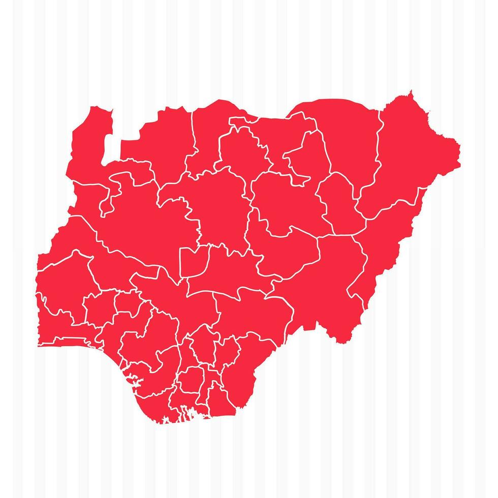 States Map of Nigeria With Detailed Borders vector