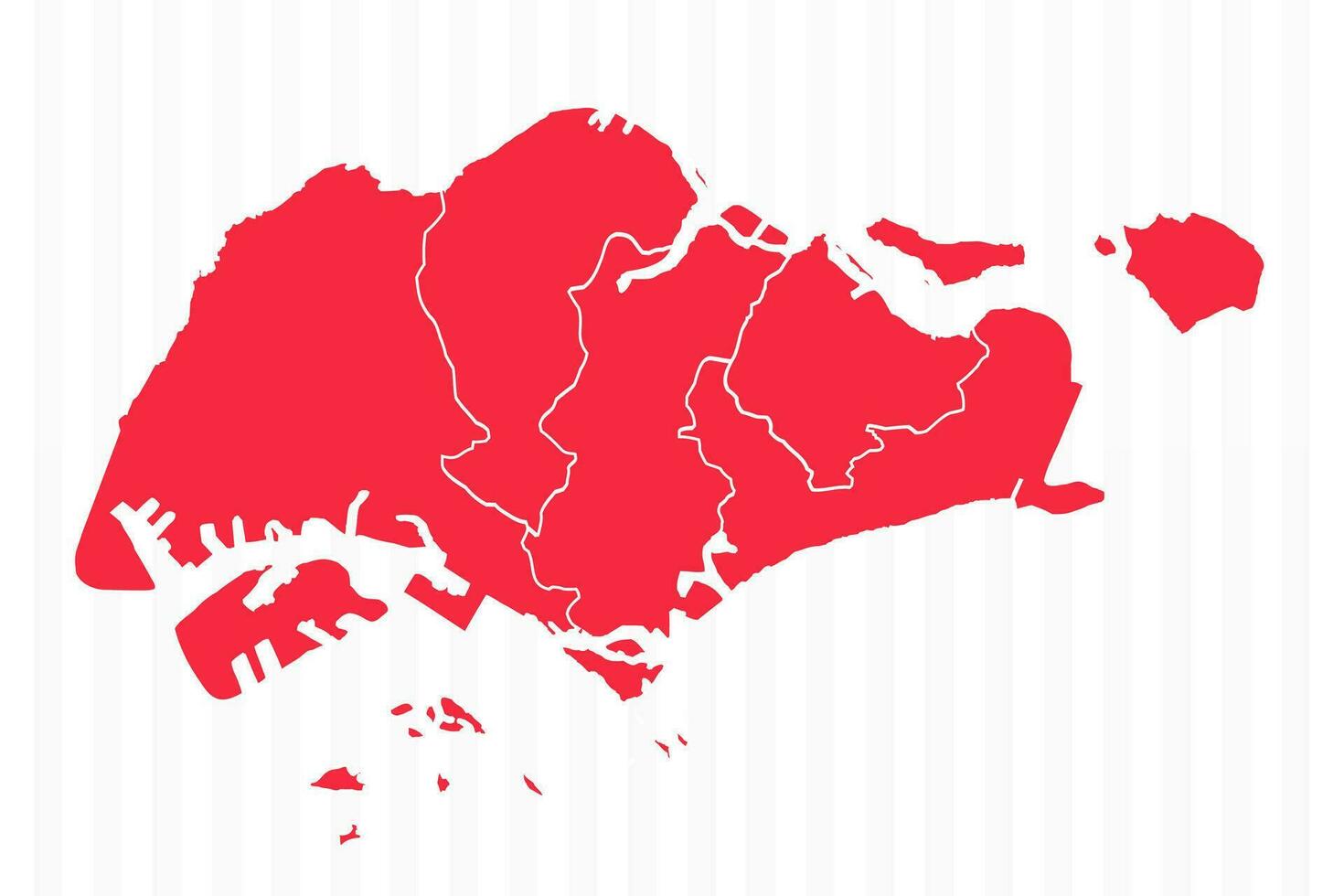 States Map of Singapore With Detailed Borders vector