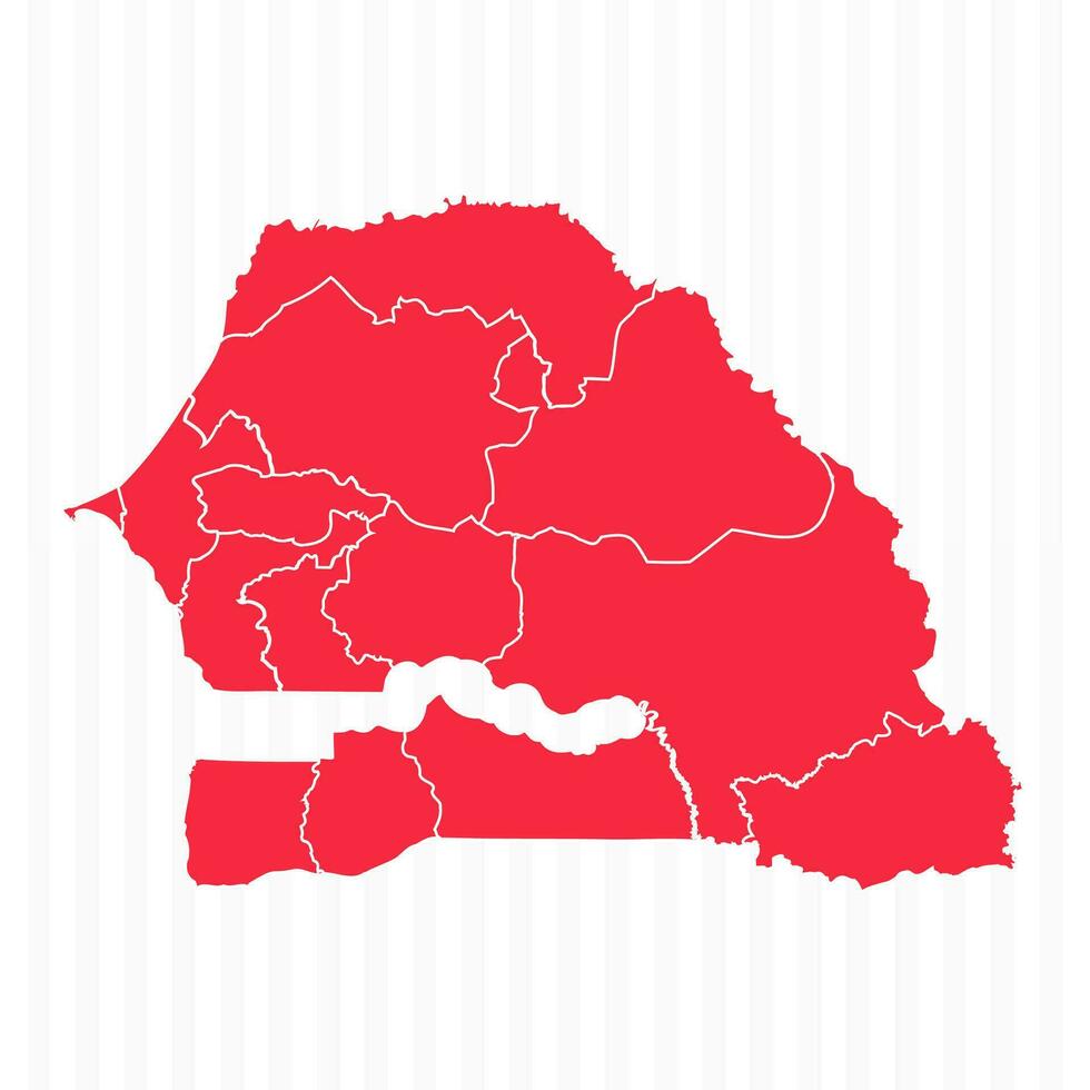 States Map of Senegal With Detailed Borders vector