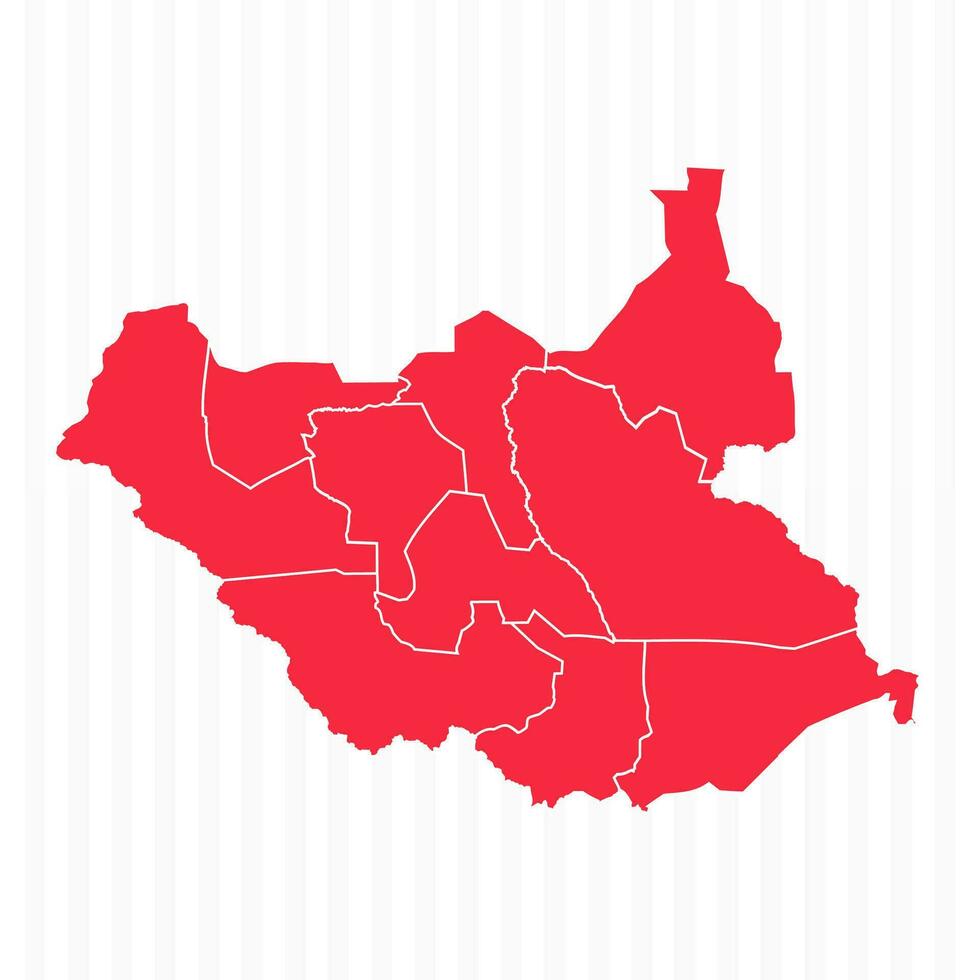 States Map of South Sudan With Detailed Borders vector