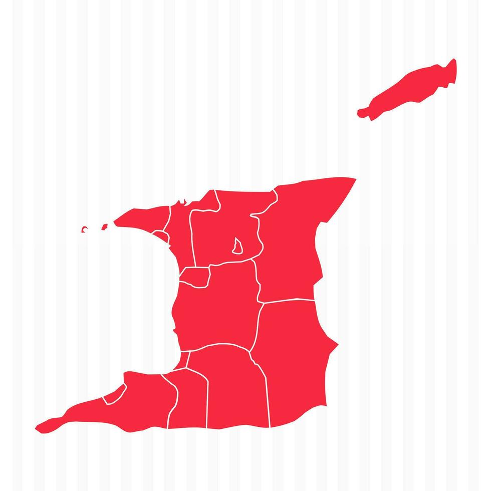 States Map of Trinidad and Tobago With Detailed Borders vector