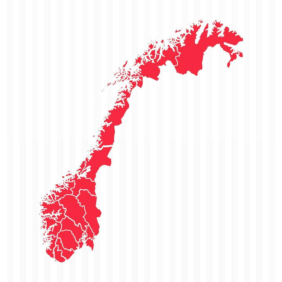 States Map of Norway With Detailed Borders vector