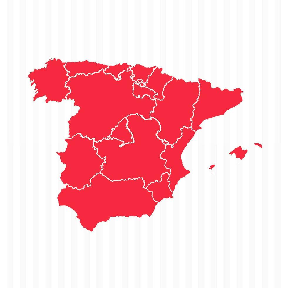 States Map of Spain With Detailed Borders vector