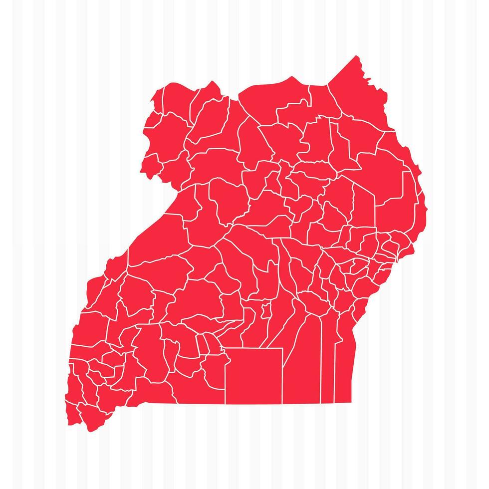 States Map of Uganda With Detailed Borders vector