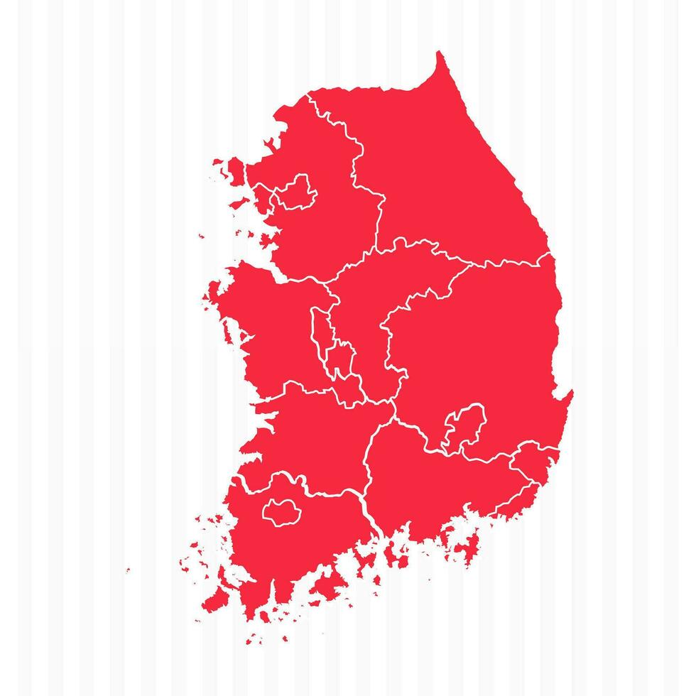 States Map of South Korea With Detailed Borders vector