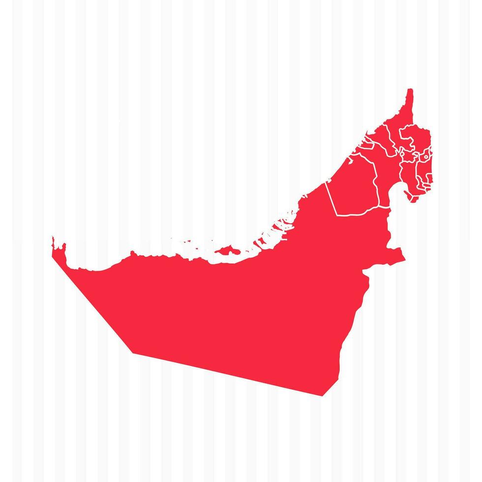 States Map of United Arab Emirates With Detailed Borders vector