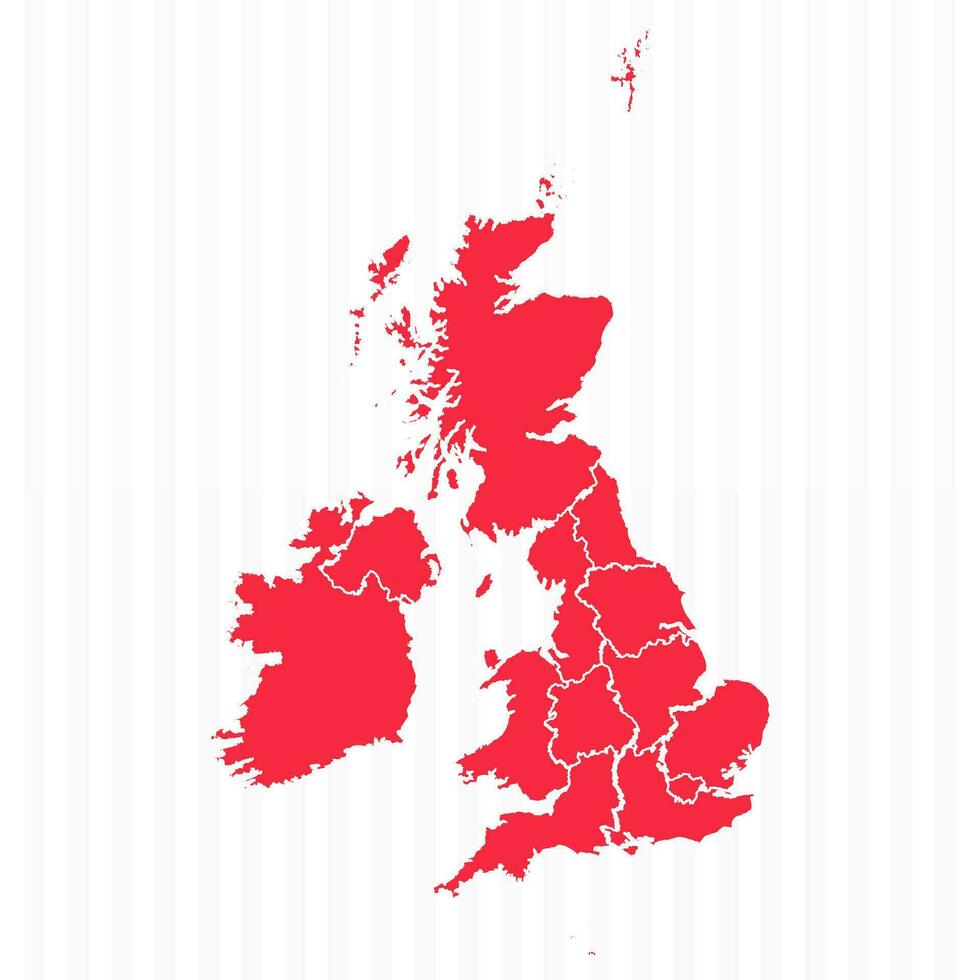 States Map of United Kingdom With Detailed Borders vector