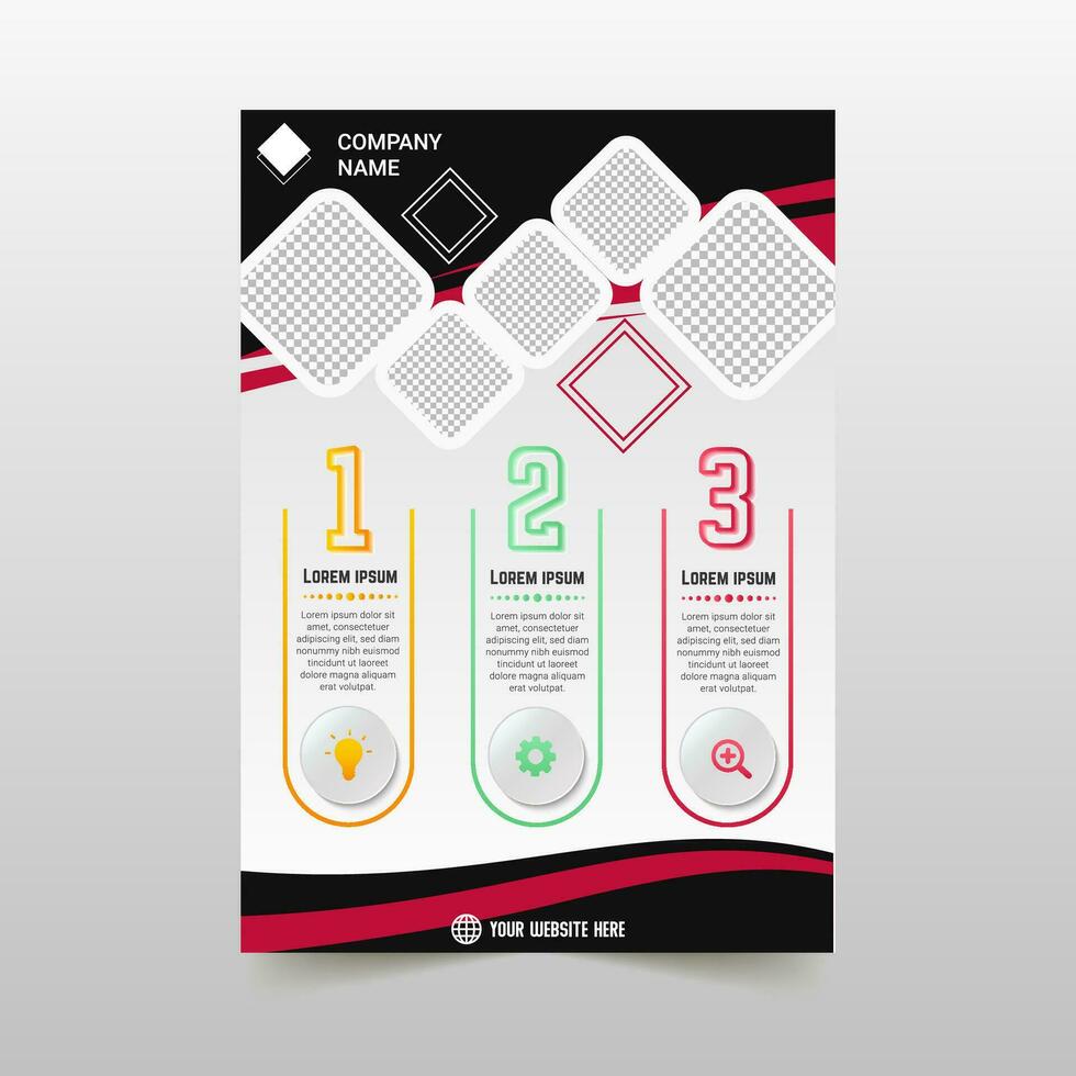 Abstract Black and Red Curved Business Flyer Template vector