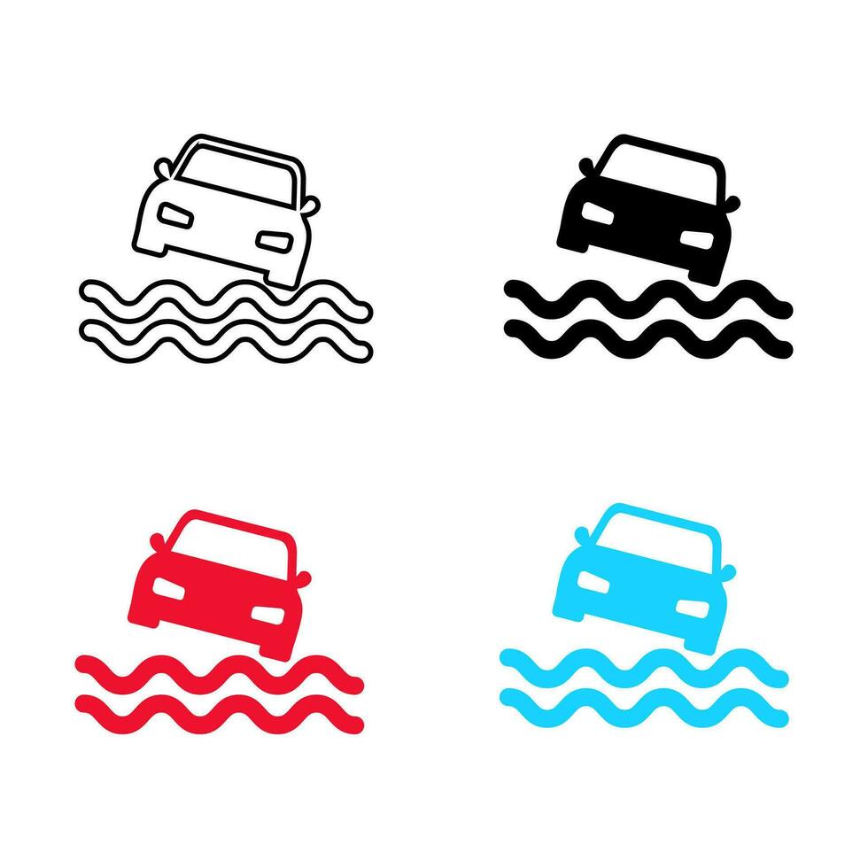 Abstract Car Falling Into Water Silhouette Illustration vector