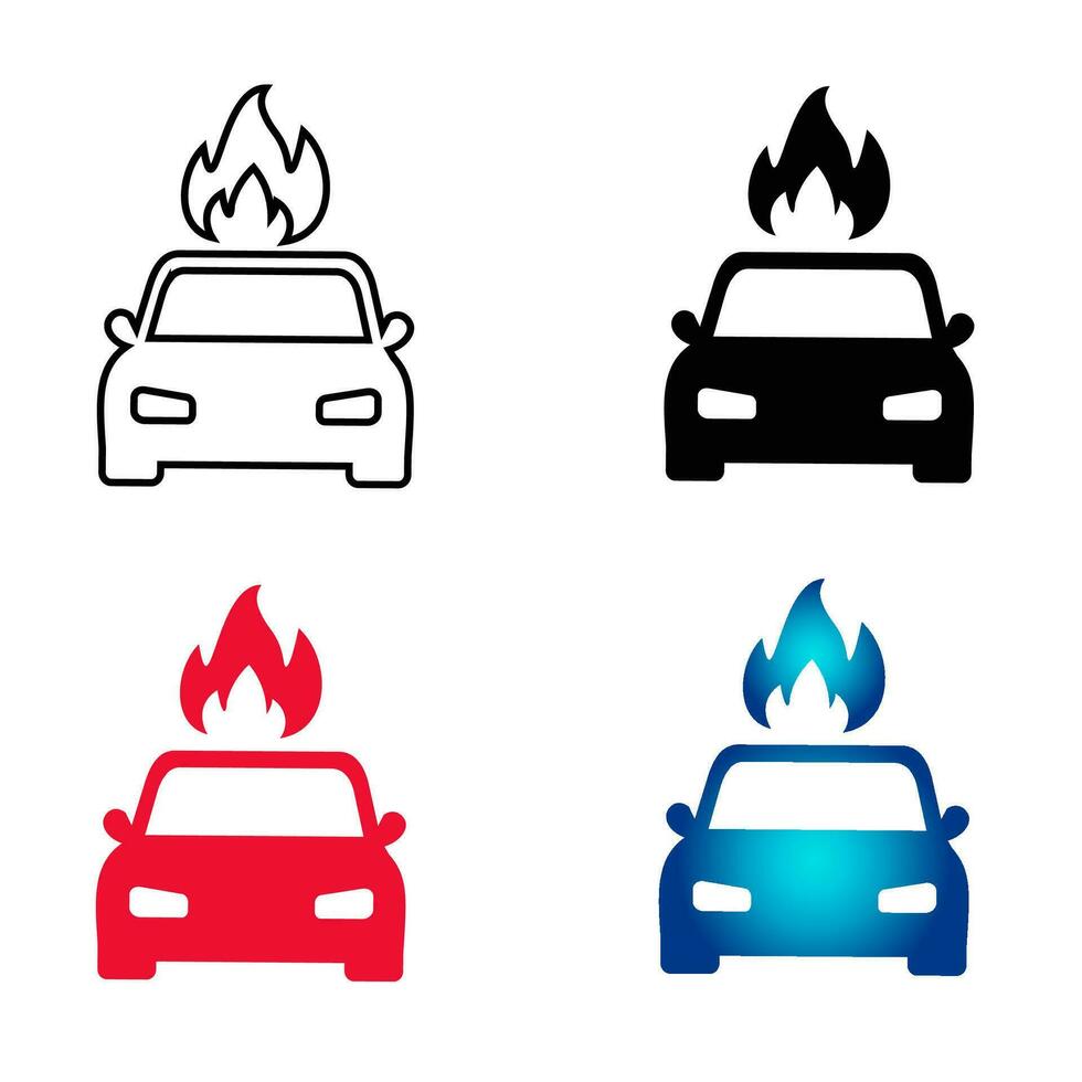 resumen coche en fuego silueta ilustración vector