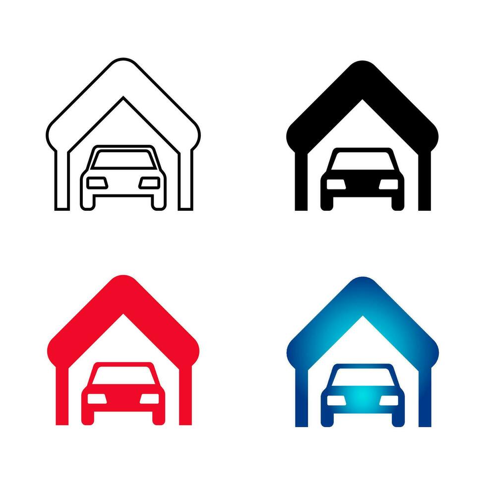 Abstract Car in Home Silhouette Illustration vector