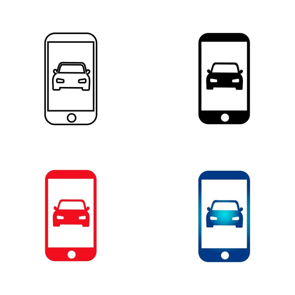 Abstract Car on Mobile Phone Silhouette Illustration vector