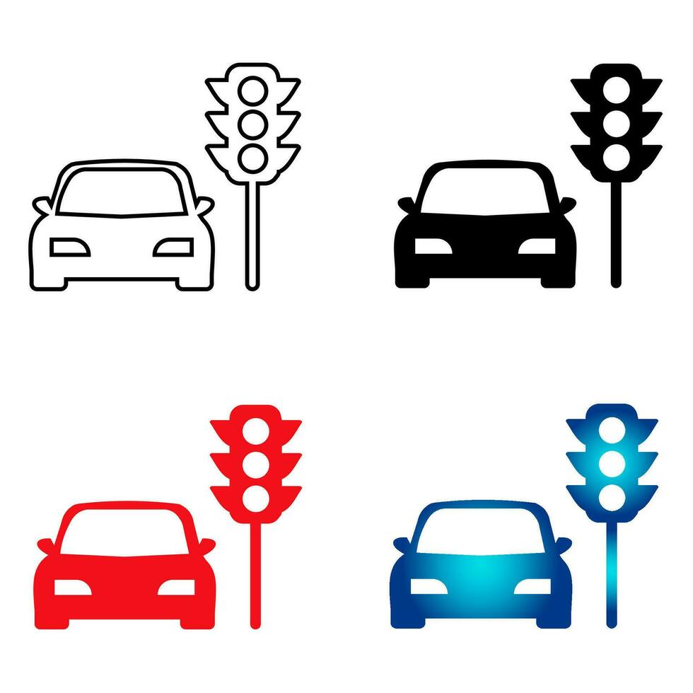 Abstract Car Stopped at Traffic Lights Silhouette Illustration vector