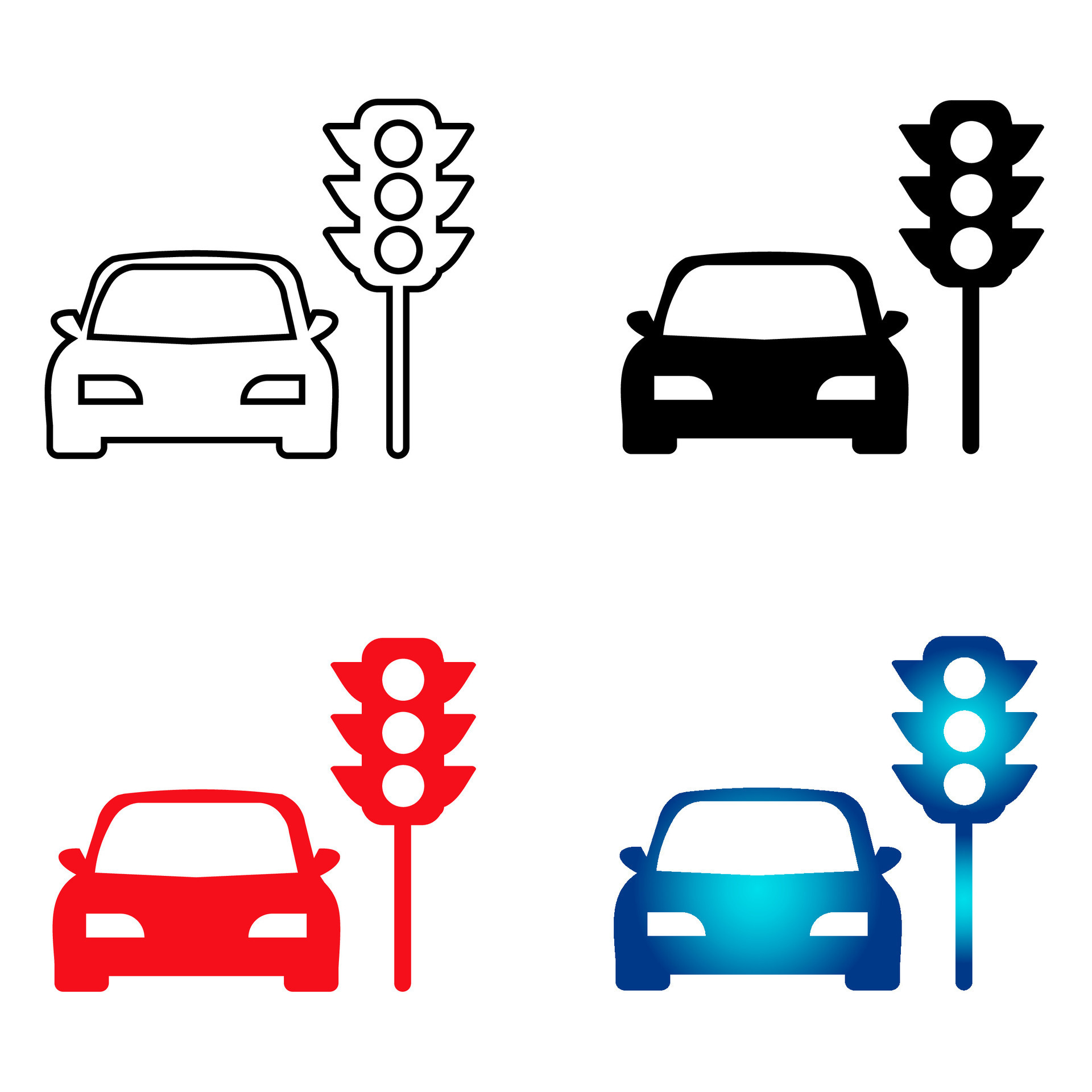 Abstract Car Stopped at Traffic Lights Silhouette Illustration 25845400