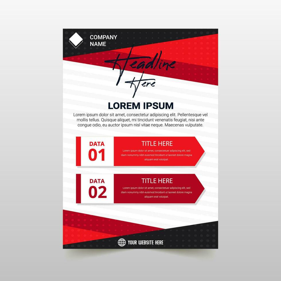 Abstract Elegant Red Flyer Template With Diagonal Shape vector