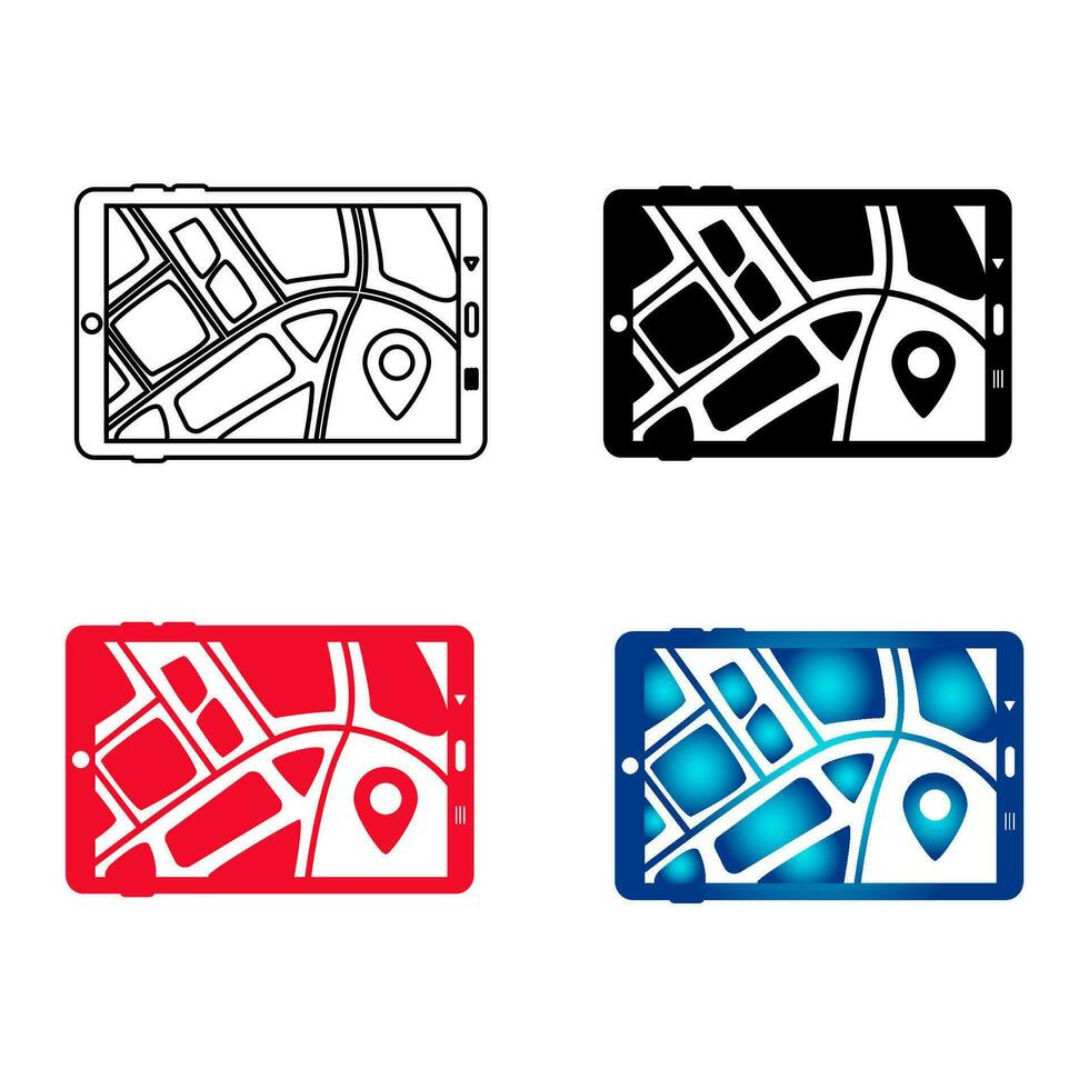 Abstract GPS on Screen Silhouette Illustration vector