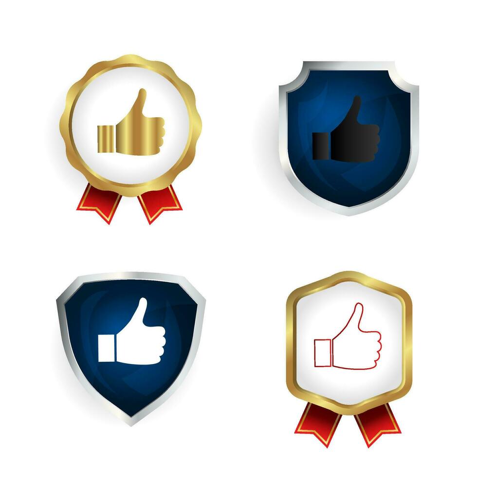 Abstract Flat Thumb Up Badge and Label Collection vector