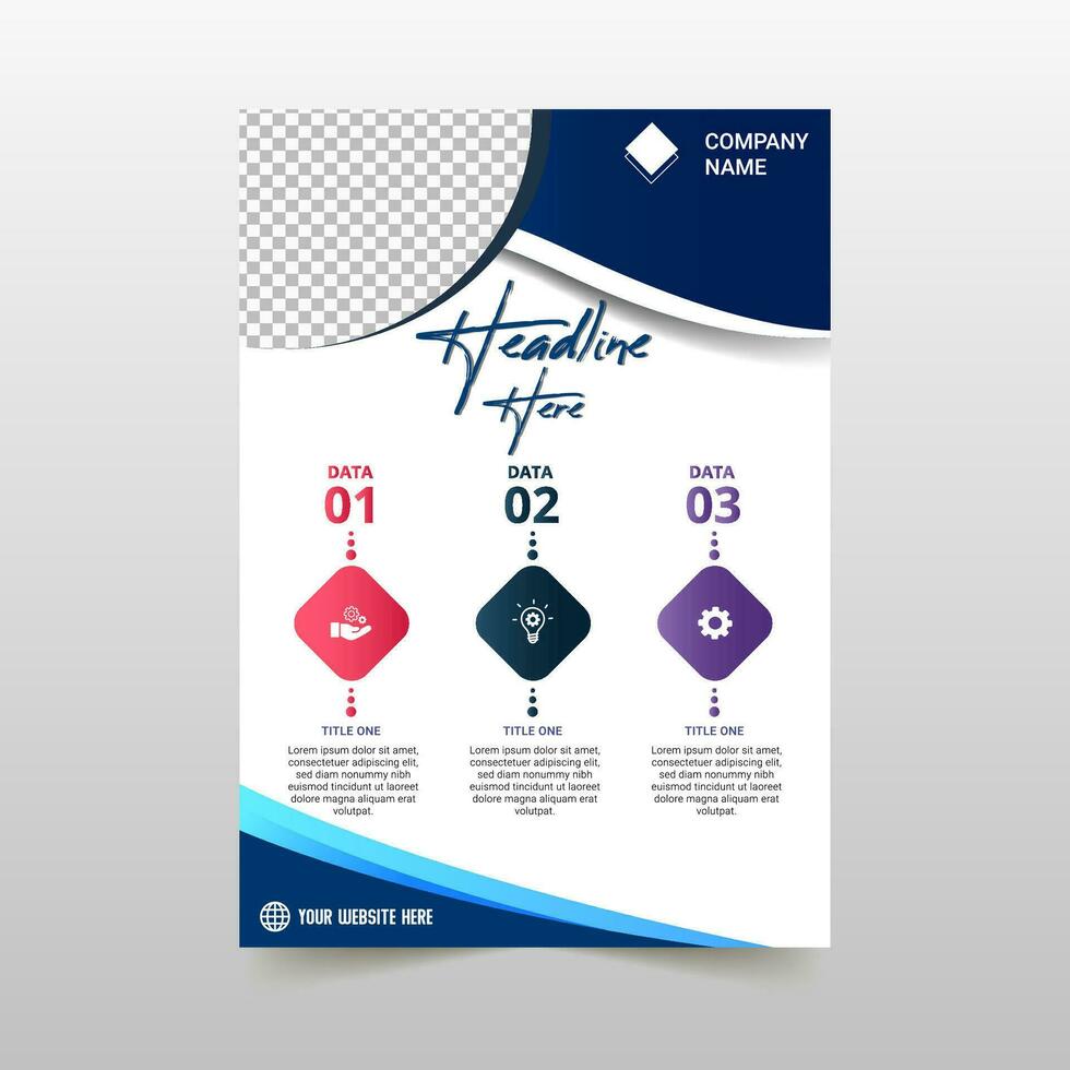 Abstract Gradient Blue Curved Flyer Template vector