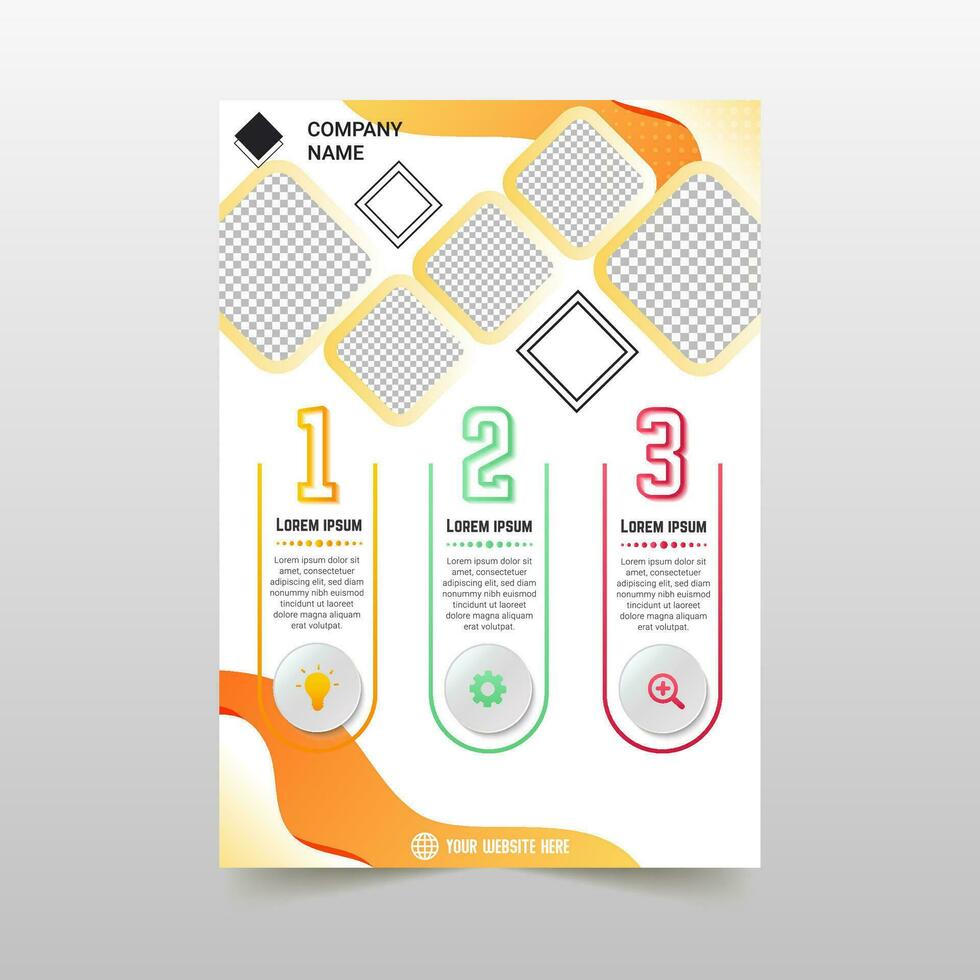 Abstract Modern White and Orange Curved Flyer Template vector