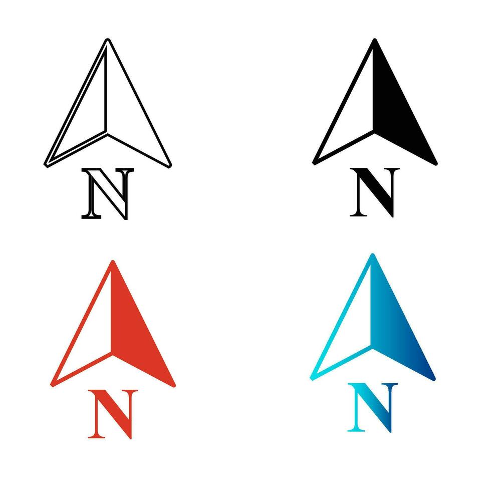 Abstract North Arrow Silhouette Illustration vector
