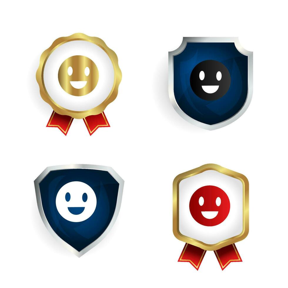 Abstract Modern Smiling Face Badge and Label Collection vector