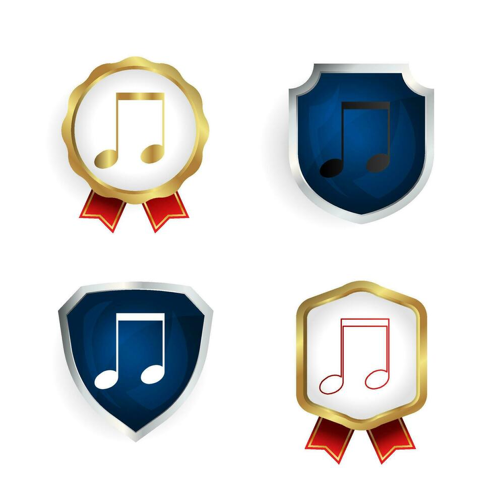 resumen musical Nota Insignia y etiqueta colección vector