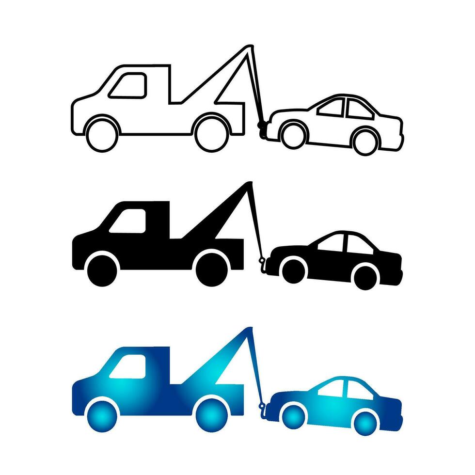 Abstract Towing a Car Silhouette Illustration vector