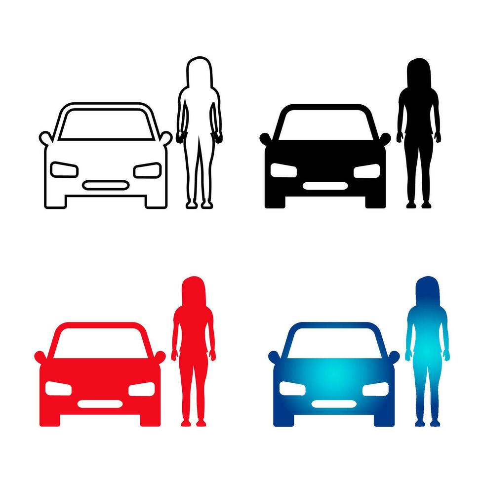 Abstract Woman With Car Silhouette Illustration vector