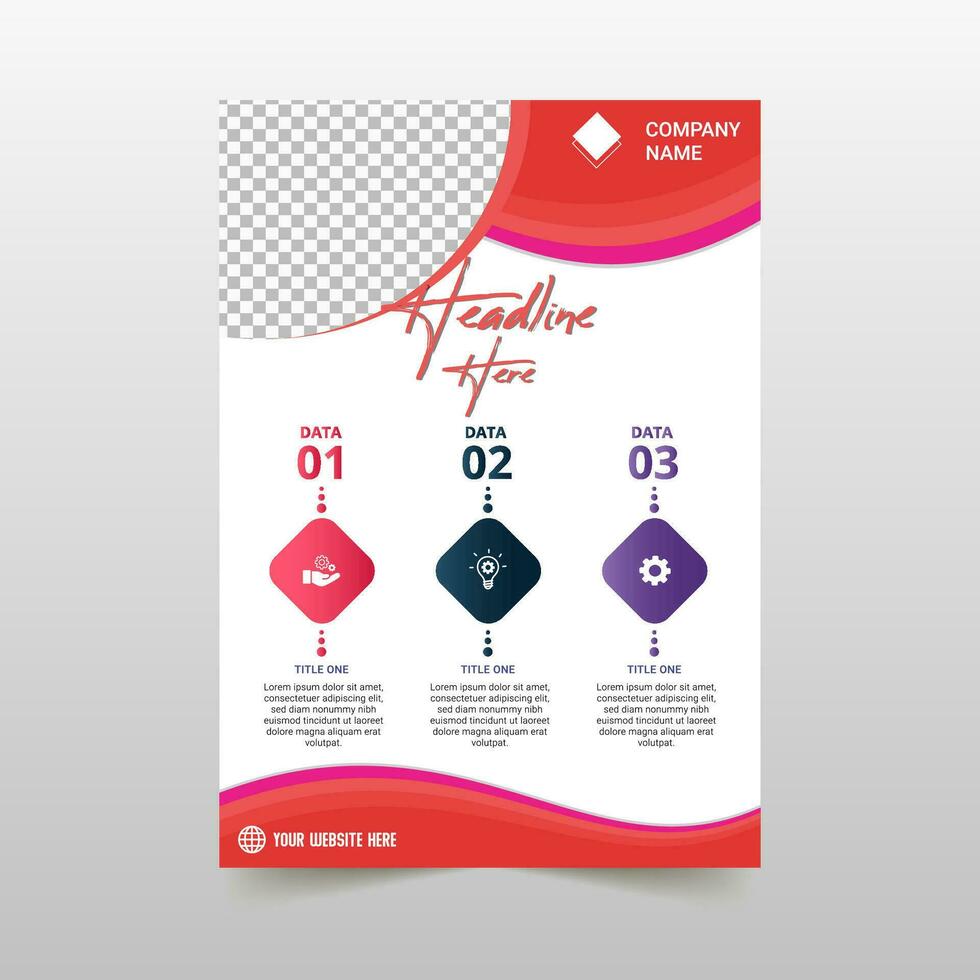 Beautiful Red Business Flyer Template With Curved Shapes vector