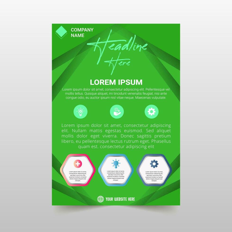 Beautiful Green Business Flyer Template With Curved Shapes vector