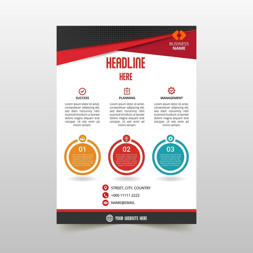 Creative Red Business Flyer Template With Curves vector