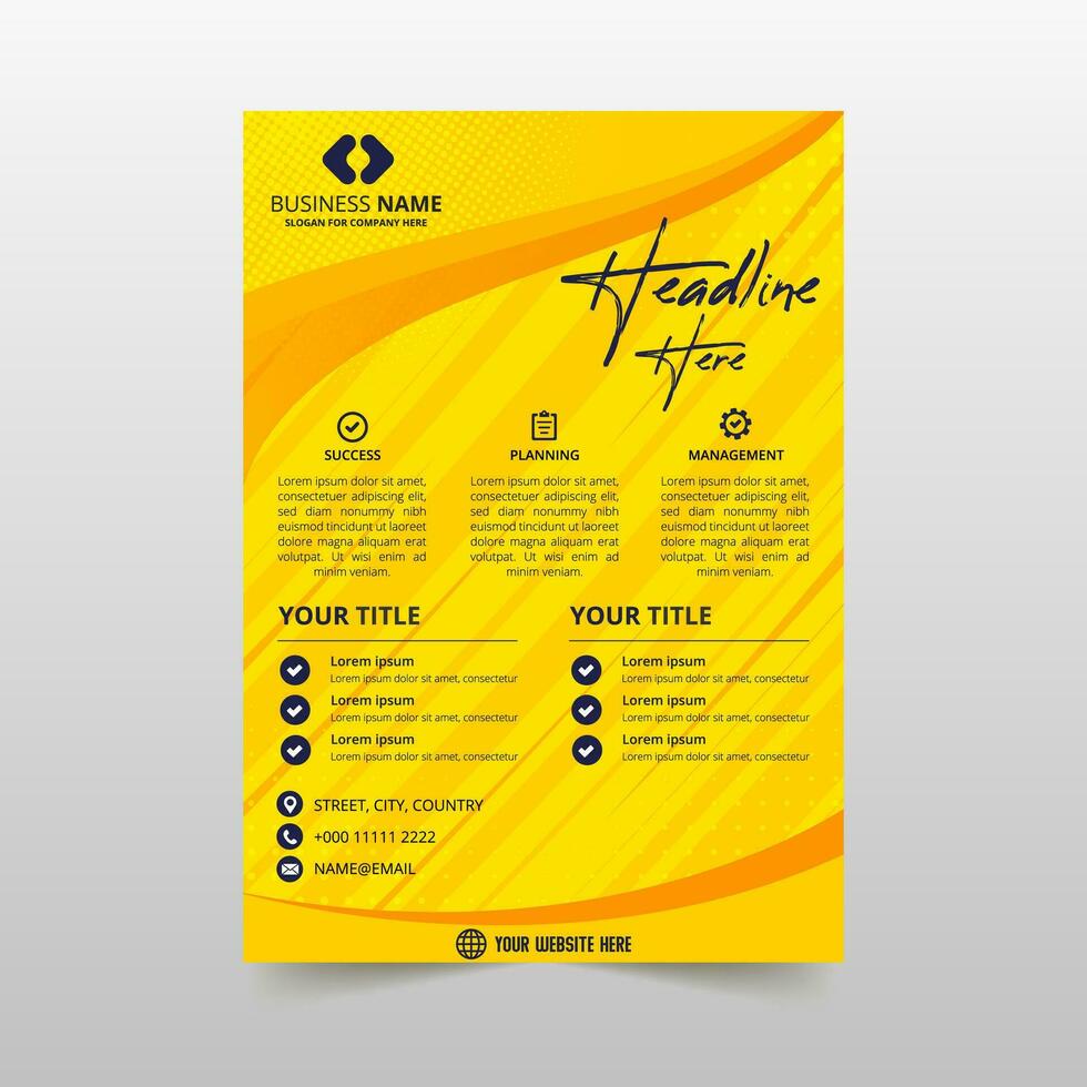 Modern Flat Yellow Comic Style Flyer Template vector
