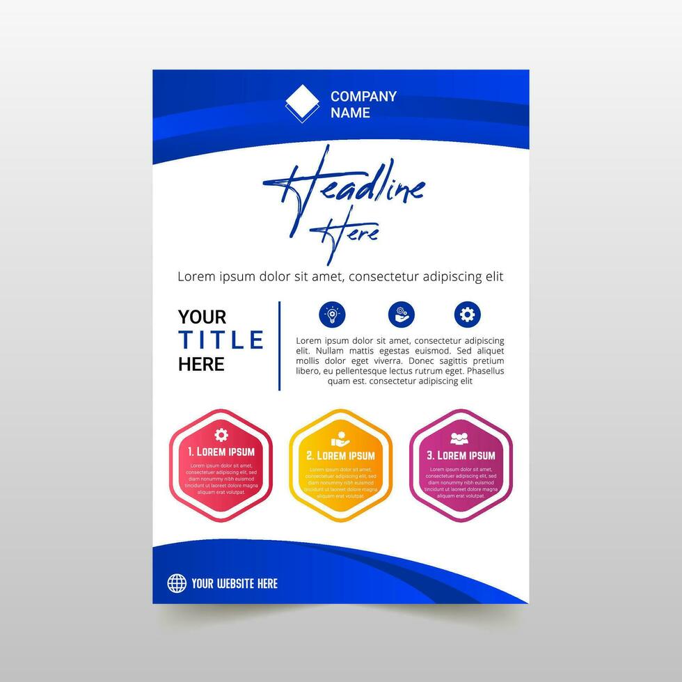 Vector Curved Lines Blue Business Flyer Template