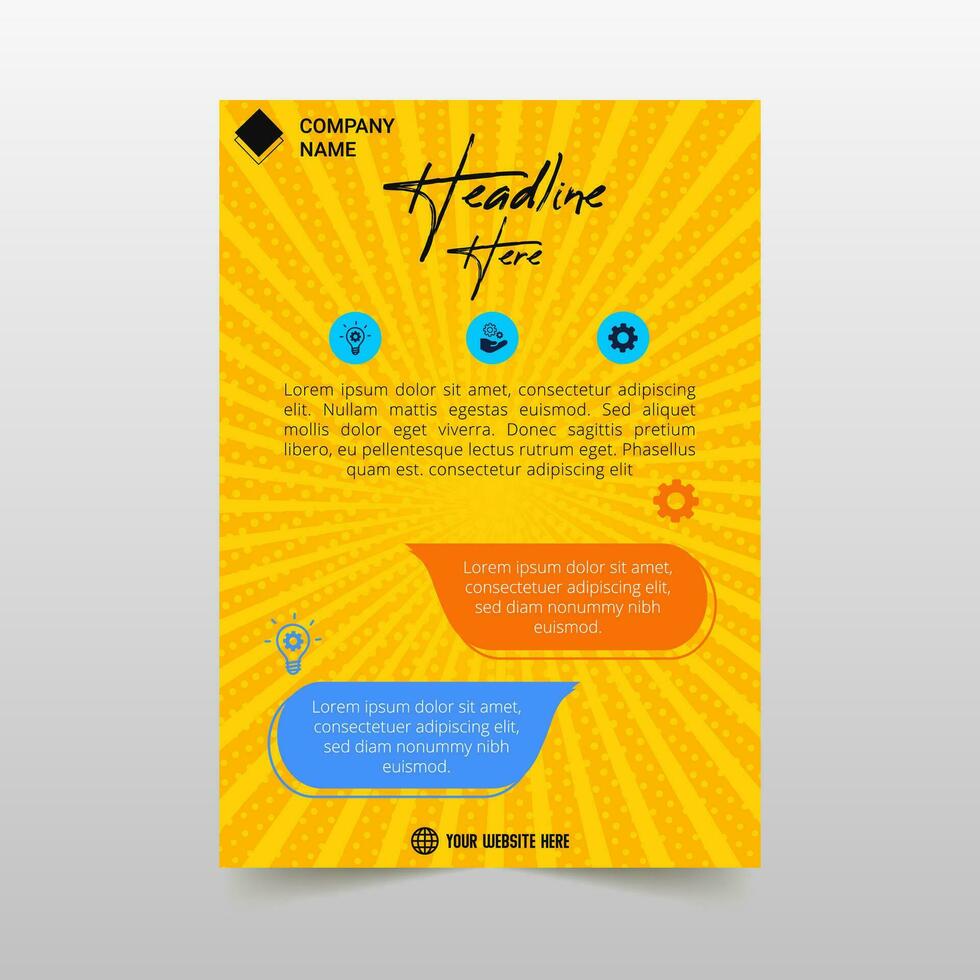 Yellow Retro Vintage Business Flyer Template With Sun Rays vector