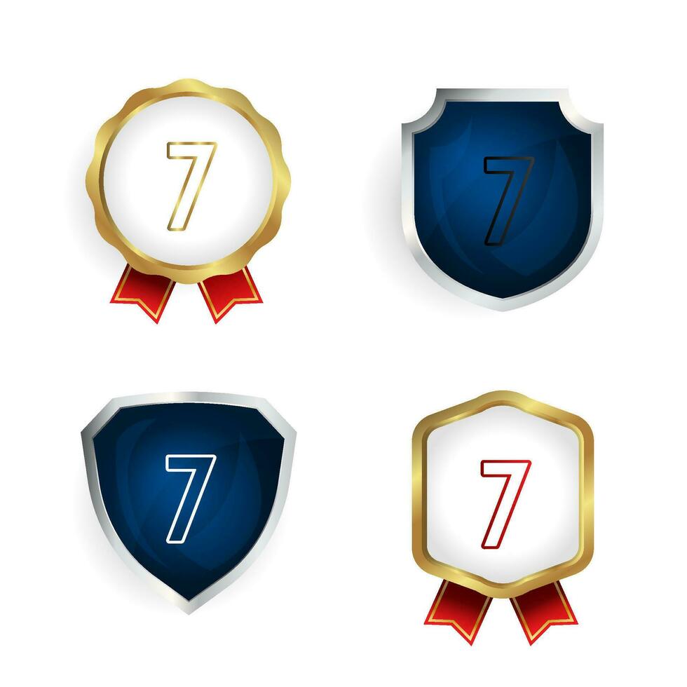 Abstract Number 7 Badge and Label Collection vector